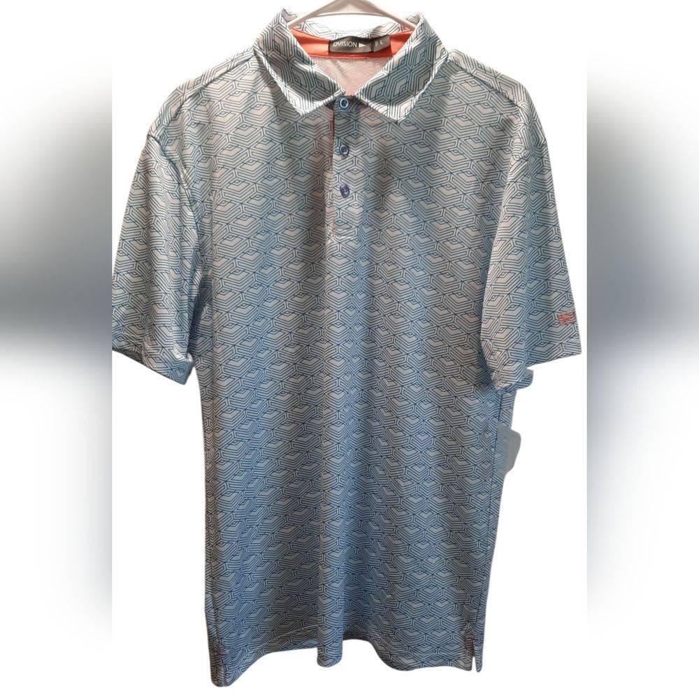 DVISION Shirt Mens Large Blue Geometric Golf Sport Athleisure Outdoor Preppy